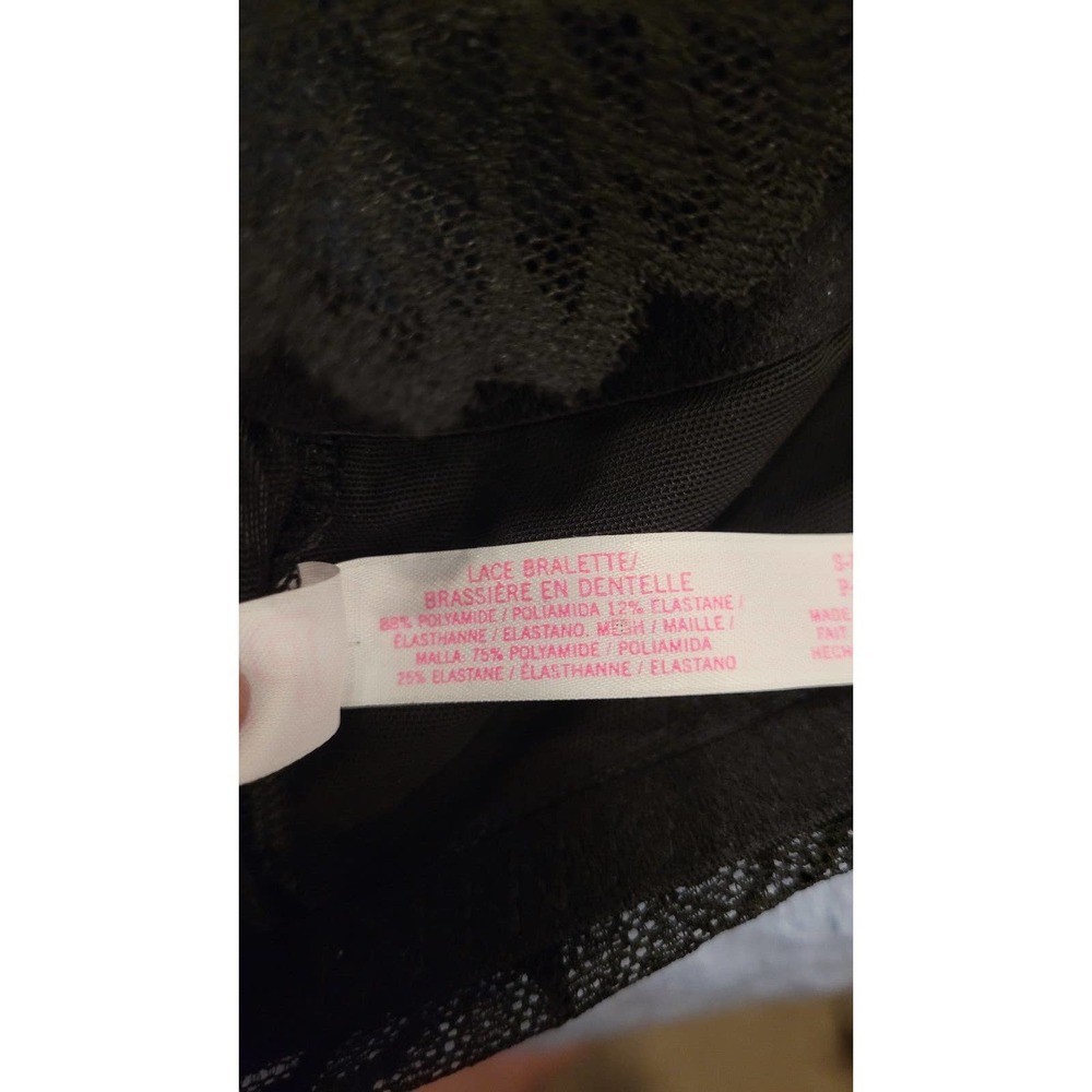 Victoria's Secret Pink Black Lace Bralette Sz. Small DD - Picture 6 of 6